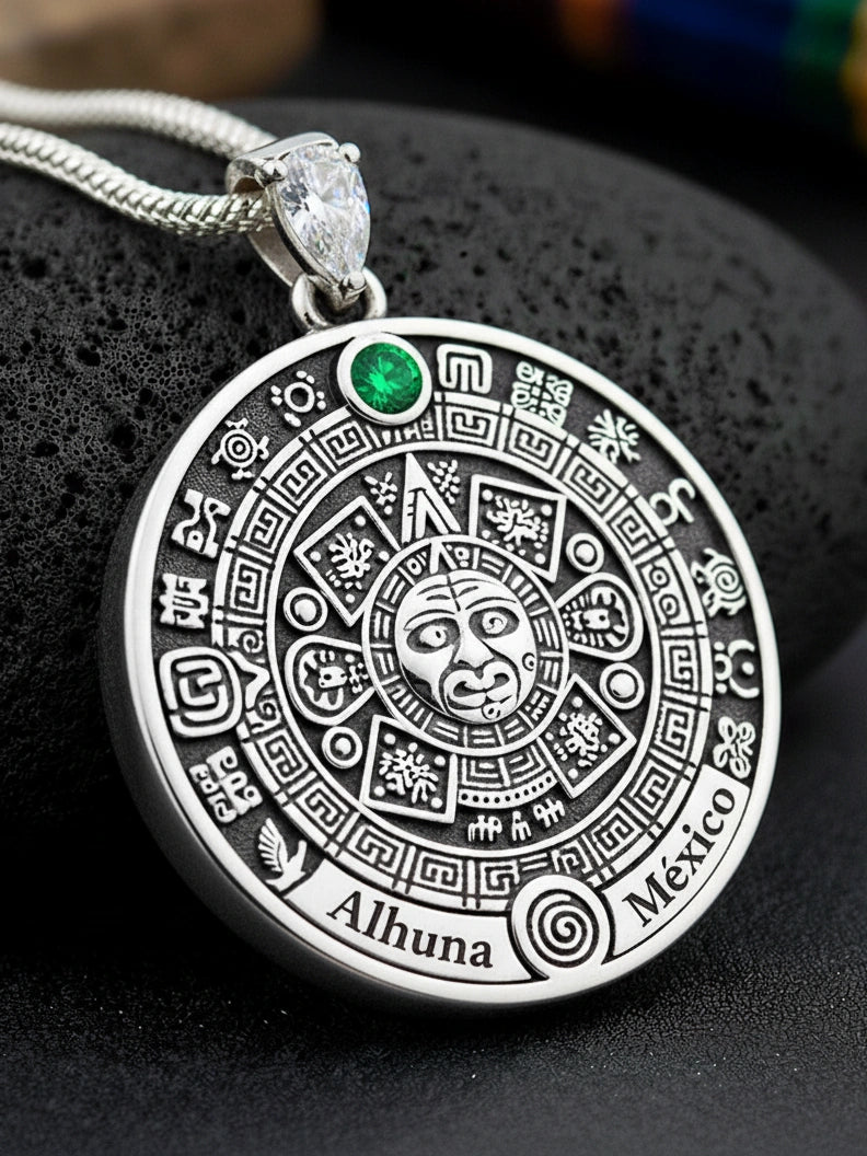 DIJE CALENDARIO AZTECA — Plata Esterlina ALHUNA®