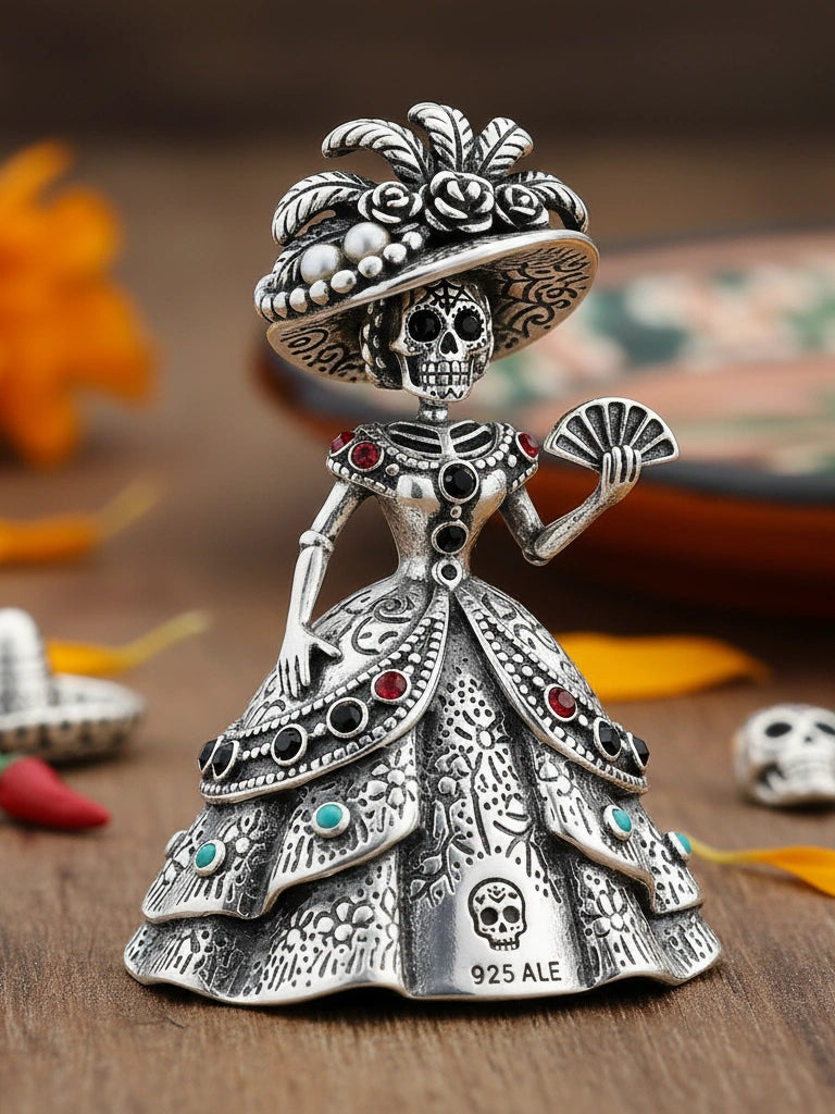 LA CATRINA — Charm Plata Esterlina con Piedras Brillantes ALHUNA®