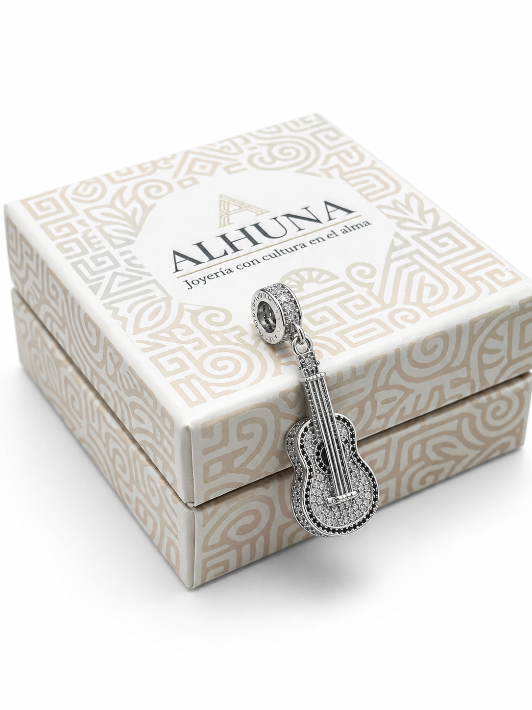 La Guitarra - Charm en Plata Esterlina con Piedras Brillantes