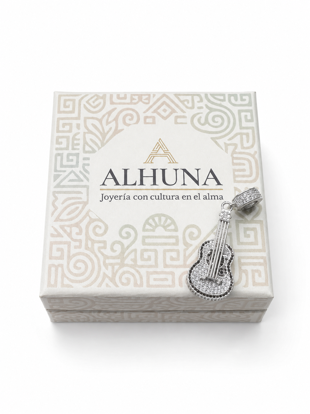 La Guitarra - Charm en Plata Esterlina con Piedras Brillantes