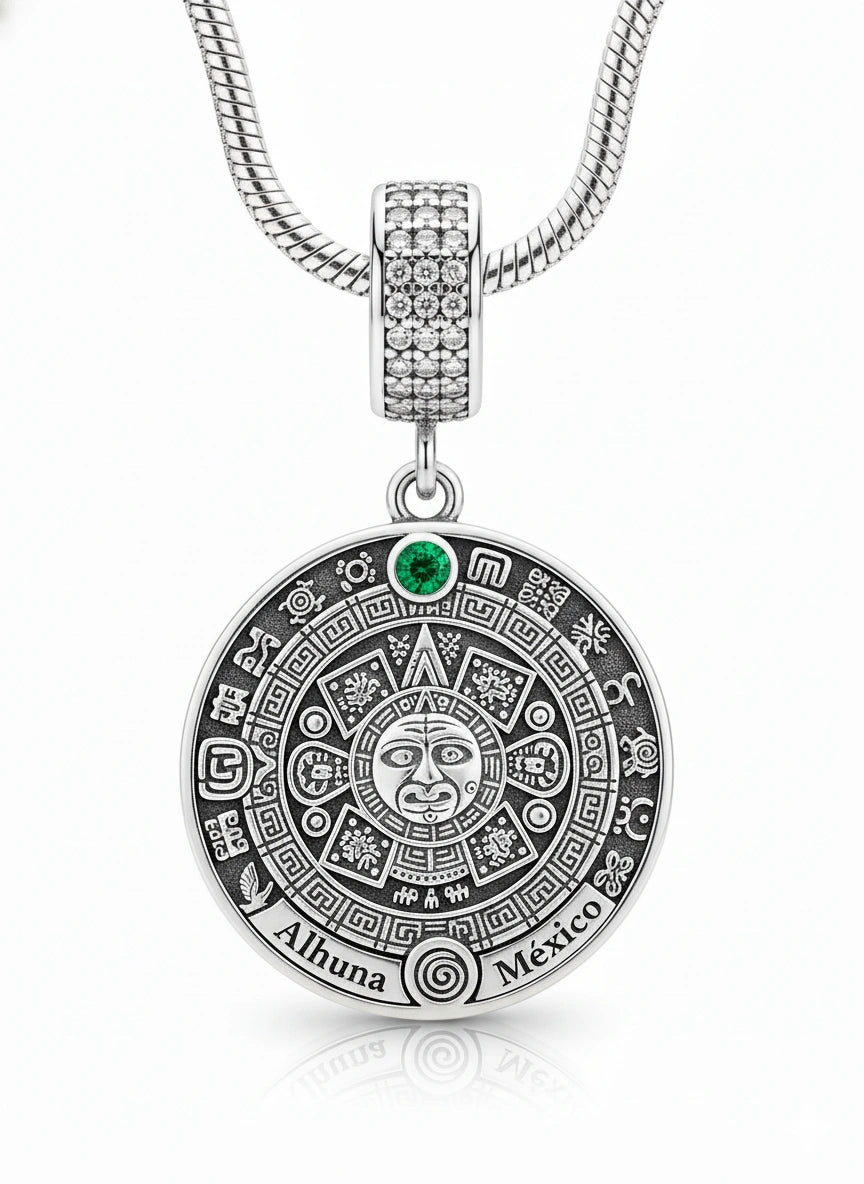 DIJE CALENDARIO AZTECA — Plata Esterlina ALHUNA®