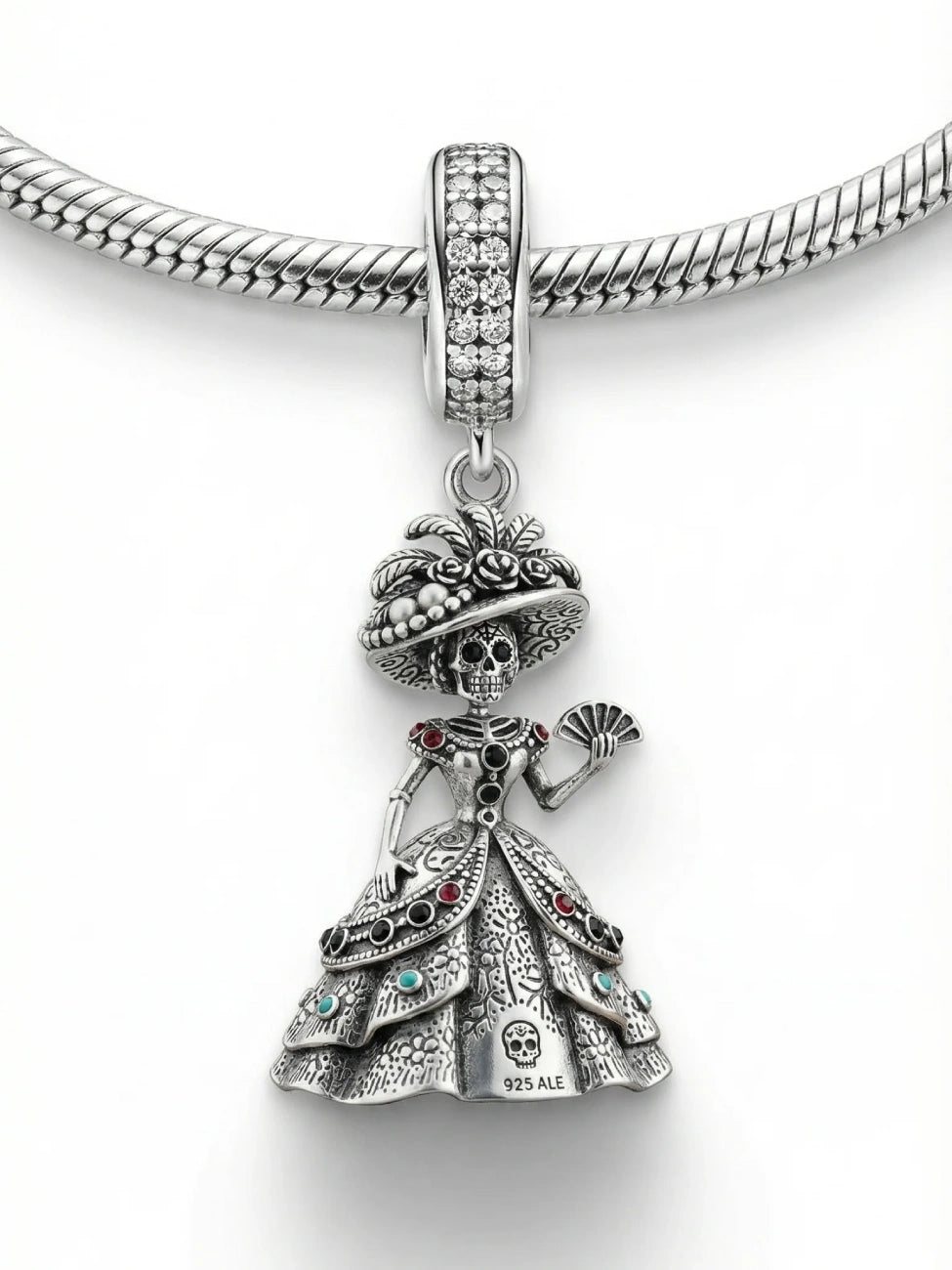 LA CATRINA — Charm Plata Esterlina con Piedras Brillantes ALHUNA®